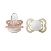 Bibs Supreme 2 - Pak Silicone Sut, Str 1 - Blush GLOW/Vanilla GLOW