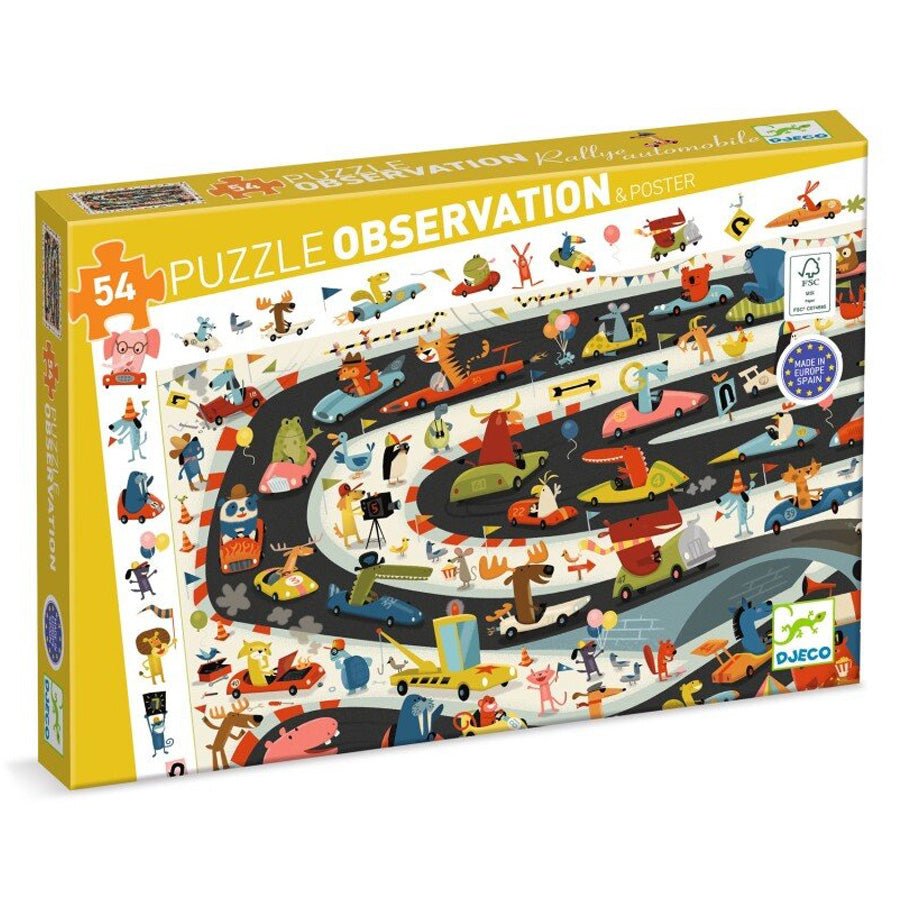 Oberservationspuslespil med Racerløb (54 brikker)