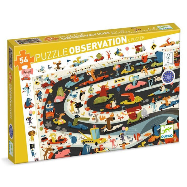 Oberservationspuslespil med Racerløb (54 brikker)