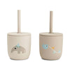 2-er-Pack Silikontasse mit Strohhalm in Celebration Sand