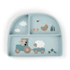 Stick & Stay unterteilter Teller Tiny Farm blau