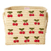 Quadratischer Raffiakorb im Cherry Allover Design Natur