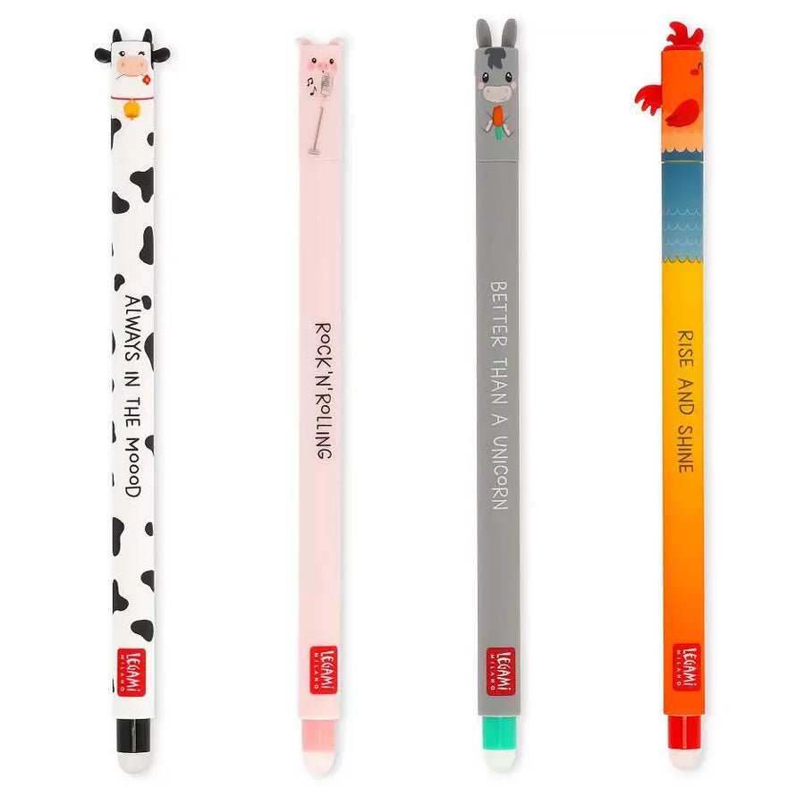 Legami Erasable Gelpen, 4 - pak - Farm Sweet Farm