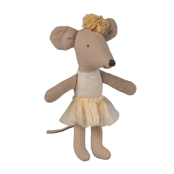 Lillesøster Ballerina Mus i Råhvid