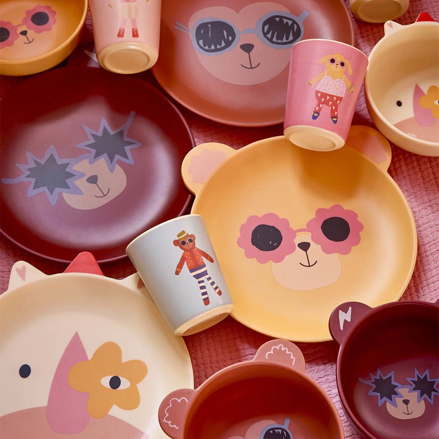 Melamin Tallerken med Abe Motiv med Mat Finish