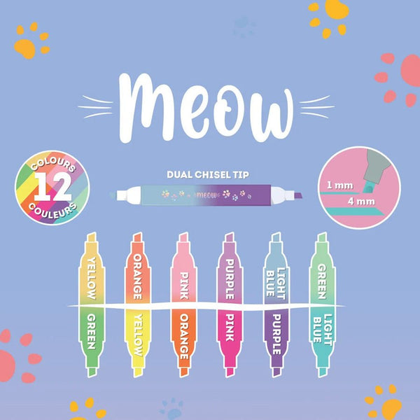 Meow Highlighters 6 Stk (12 Farver)