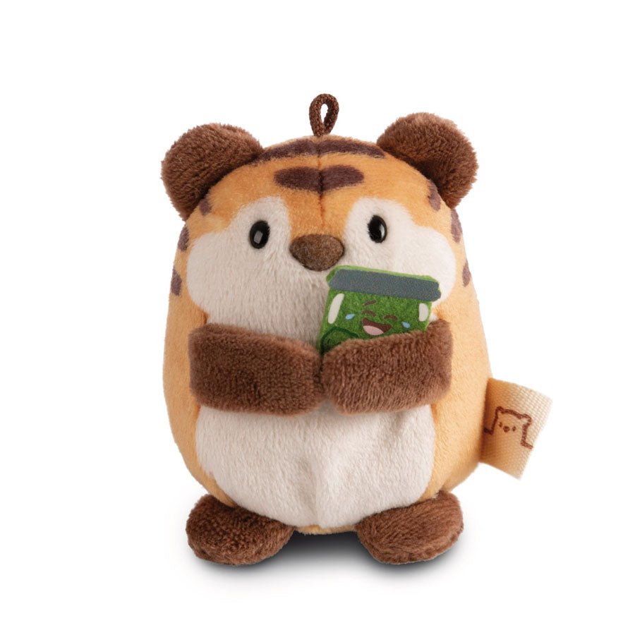 Tigeren Tiggy i Kostume med Sylteagurk og Hamburger (8 cm)