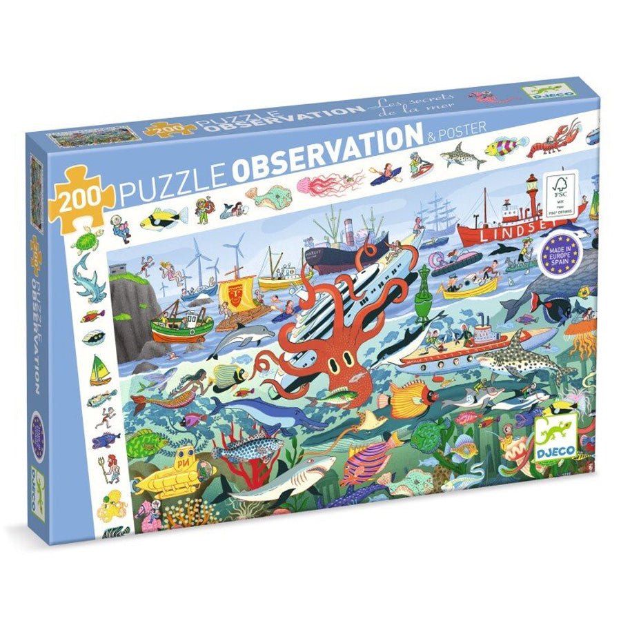 Observationspuslespil med Havets Hemmeligheder (200 Brikker)