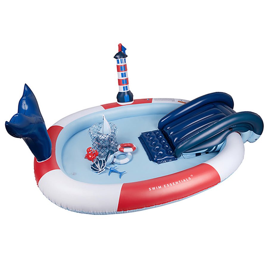 Ocean Stripes Adventure Badebassin med Rutsjebane (210 cm)