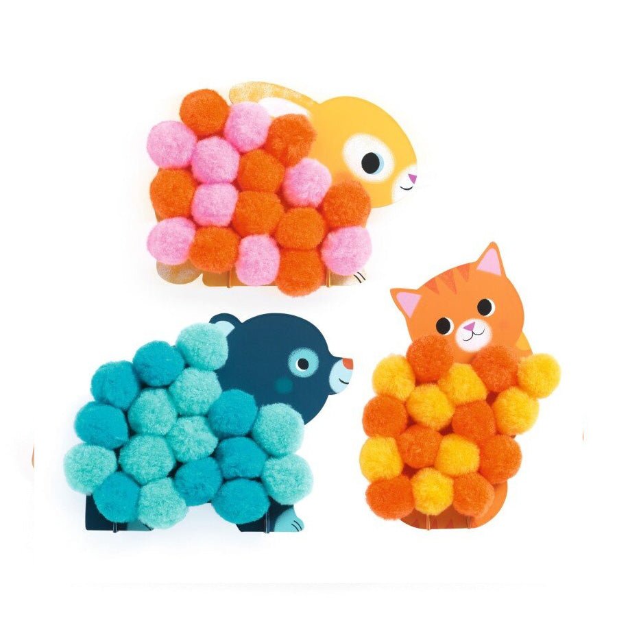 Pom - pom Collage med Dyr og Cirkler