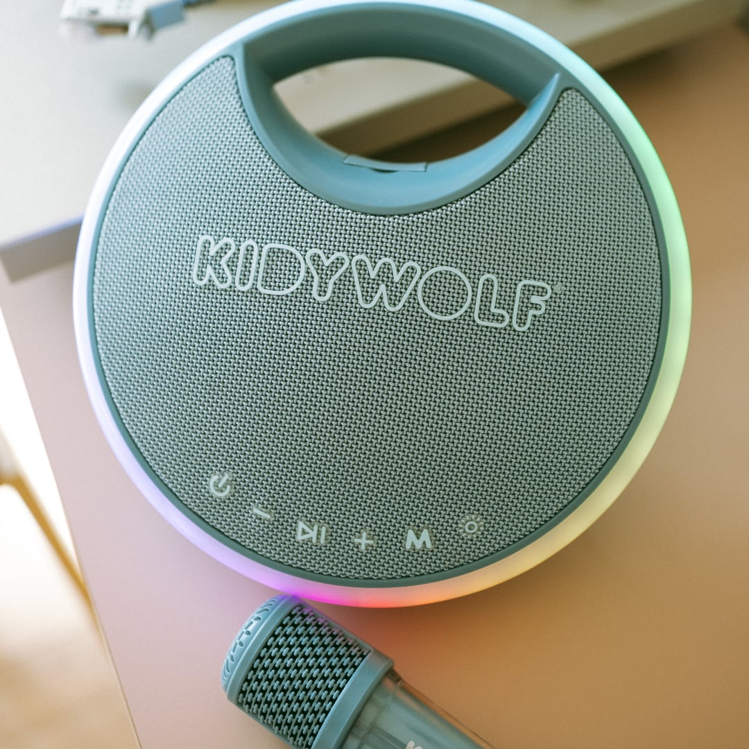 Karaoke Højtaler med 2 Mikrofoner i Blå