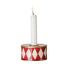 Kerzenhalter Trommel in Off White/Rot